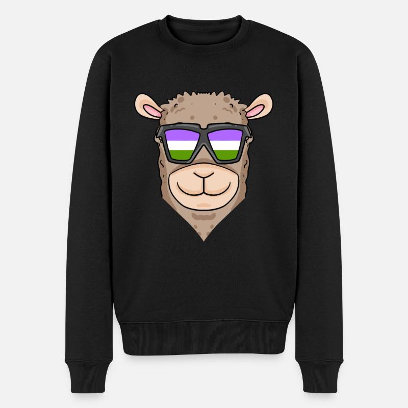 Genderqueer Lama Alpaga - Pull Premium bio Homme - noir