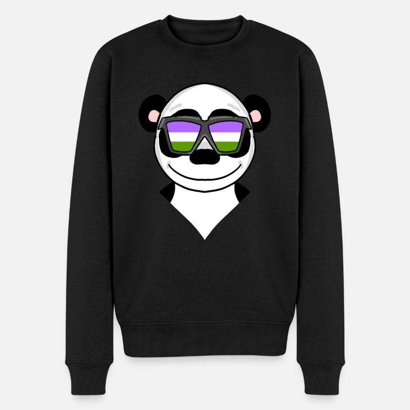 Genderqueer Panda - Männer Premium Bio Pullover - Schwarz