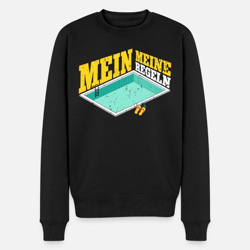 Rettungsschwimmer Bademeister Mein Pool Meine - Männer Premium Bio Pullover - Schwarz