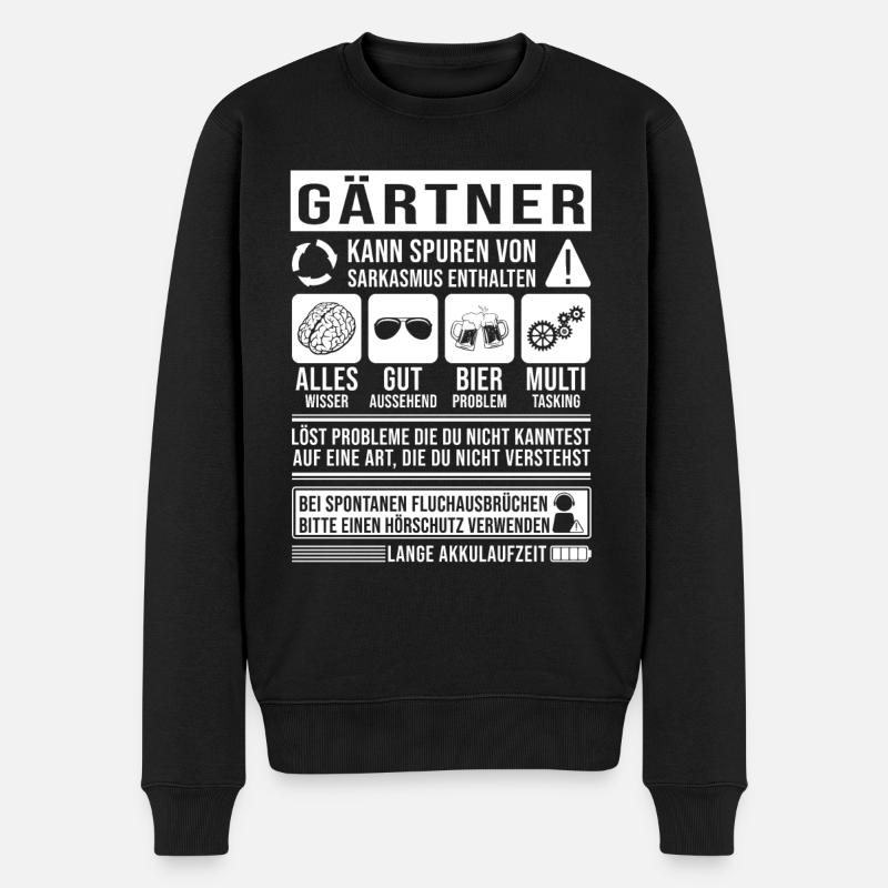 Gärtner Spruch lustig - Männer Premium Bio Pullover - Schwarz