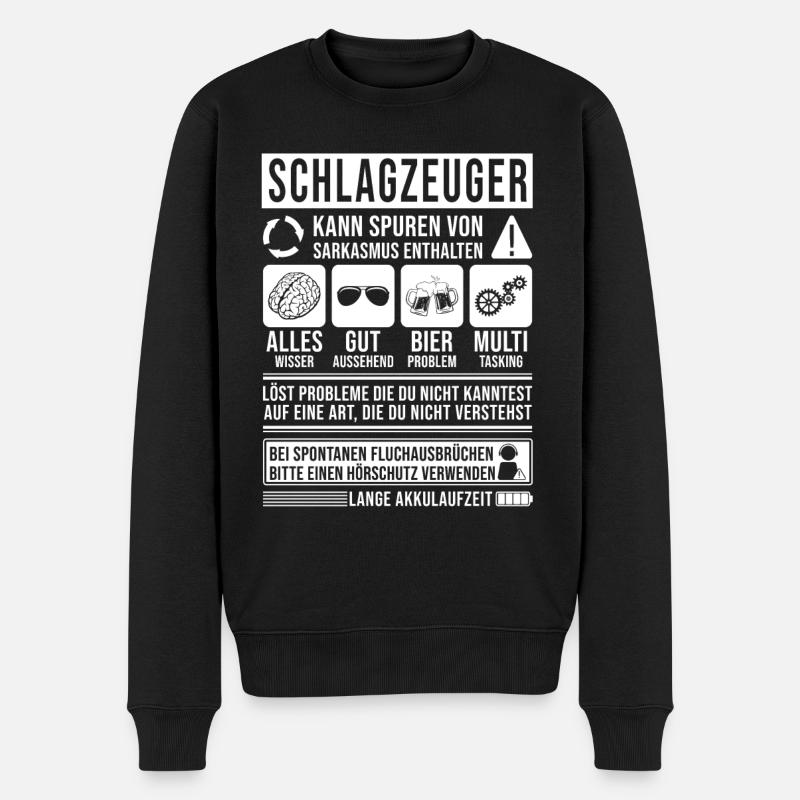 Schlagzeuger Spruch lustig - Männer Premium Bio Pullover - Schwarz