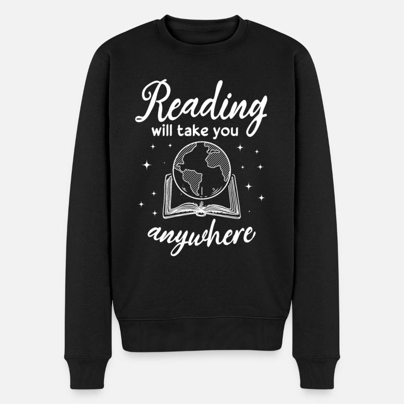 Reading Will Take You Anywhere Adventure Book - Männer Premium Bio Pullover - Schwarz