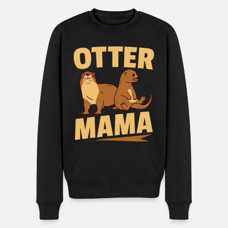 Loutre Mama Loutres de mer - Pull Premium bio Homme - noir