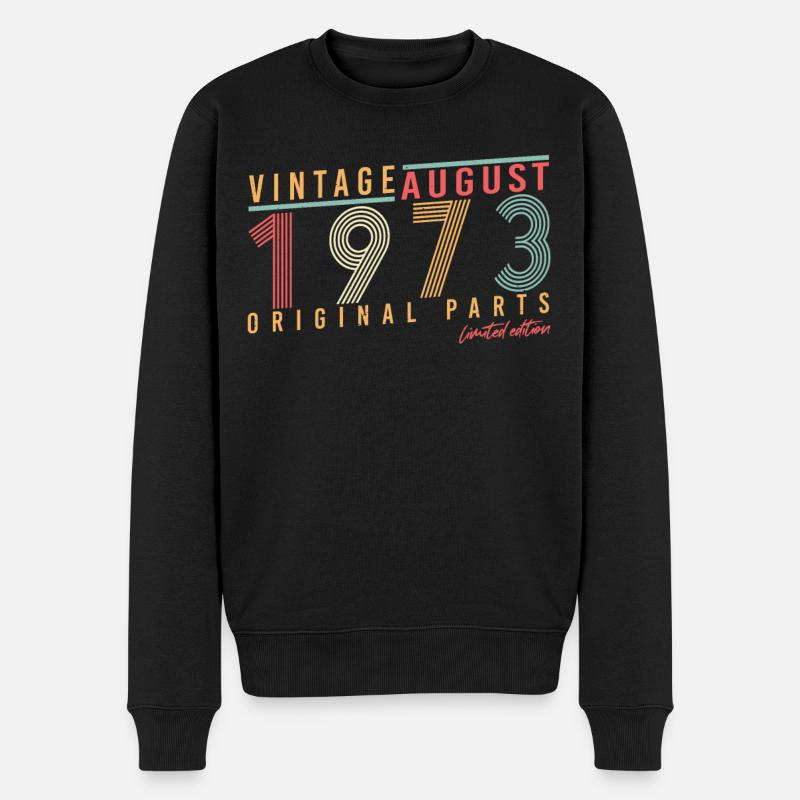 1973 Im August Retro - Männer Premium Bio Pullover - Schwarz