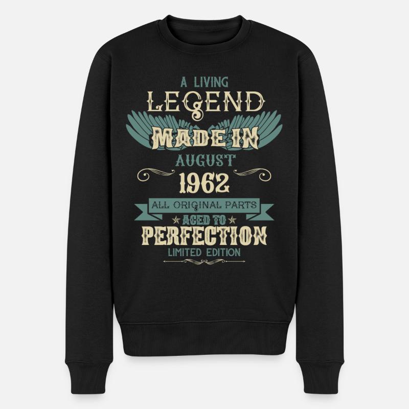 August 1962 Vintage Jahrgang Geburtstag - Männer Premium Bio Pullover - Schwarz