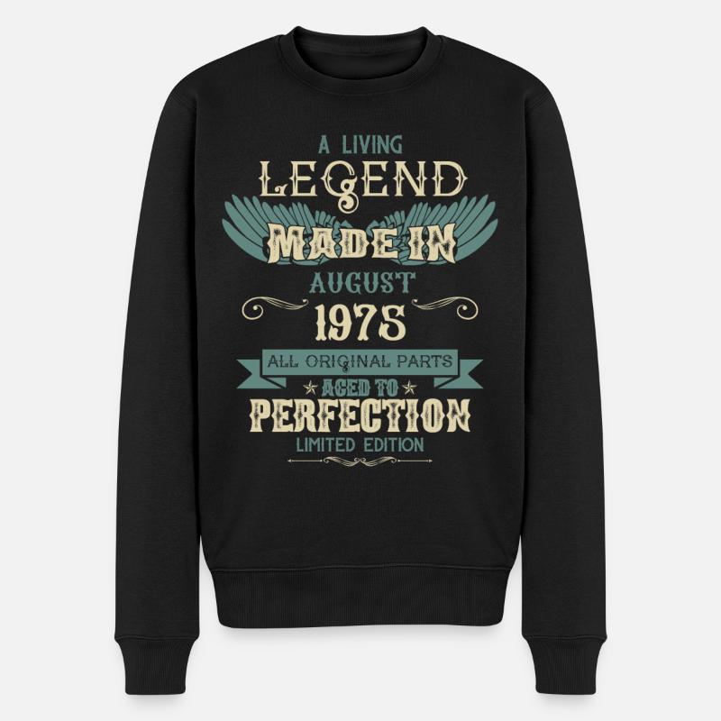 Août 1975 Vintage Anniversaire - Pull Premium bio Homme - noir