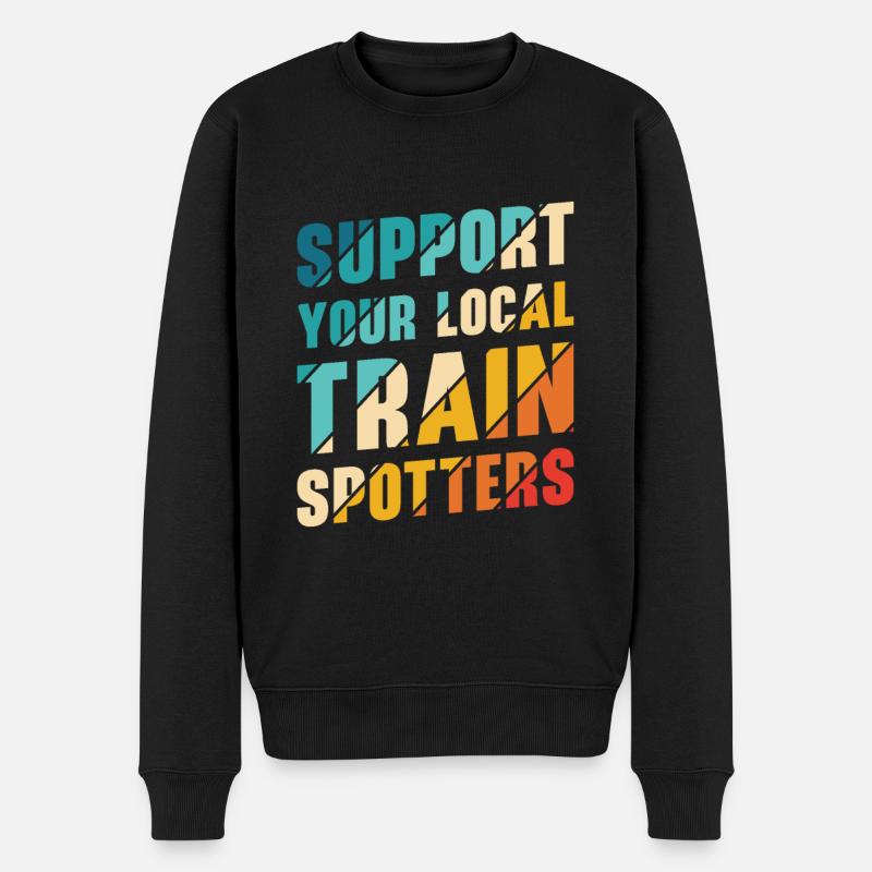 Zug Trainspotter Lokomotive Hobby Trainspotting - Männer Premium Bio Pullover - Schwarz