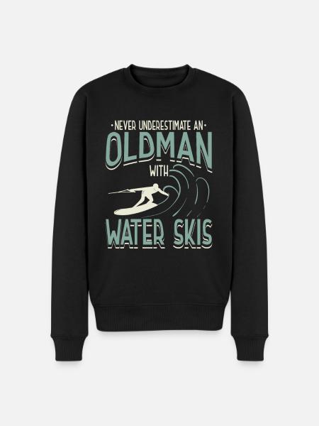 Never Underestimate An Old Man With Water Ski - Men's Premium Organic Jumper - black