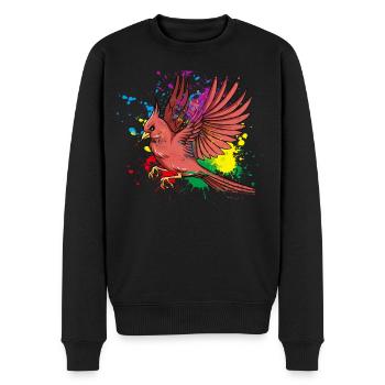 Fliegender Splash Vogel Rotkardinal - Männer Premium Bio Pullover - Schwarz - Vorne - Nico (187cm)