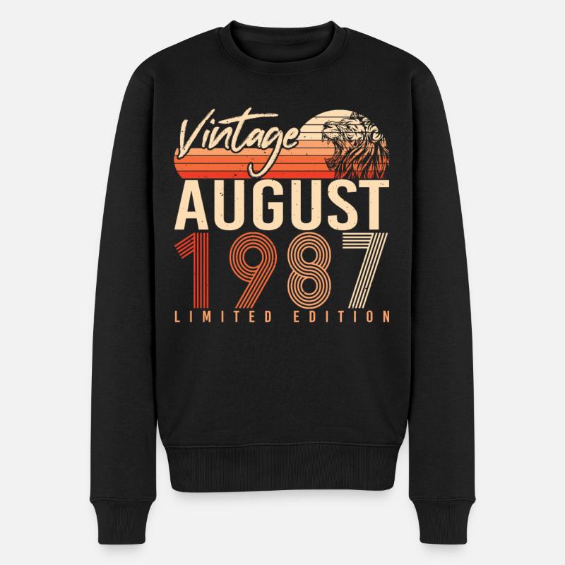 Baujahr 1987 Im August - Männer Premium Bio Pullover - Schwarz