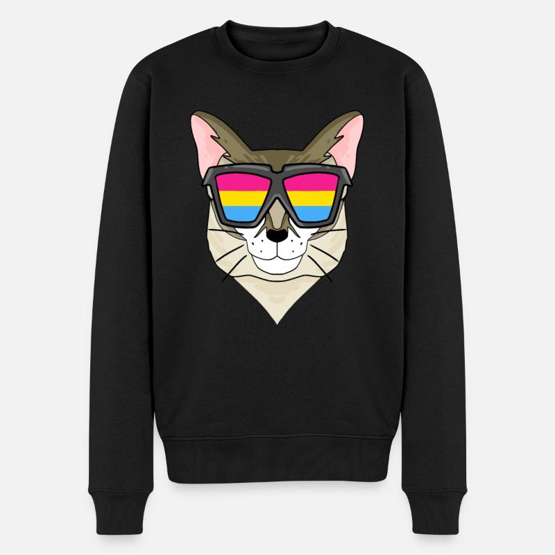 Pansexual Singapura - Chat avec lunettes - Pull Premium bio Homme - noir