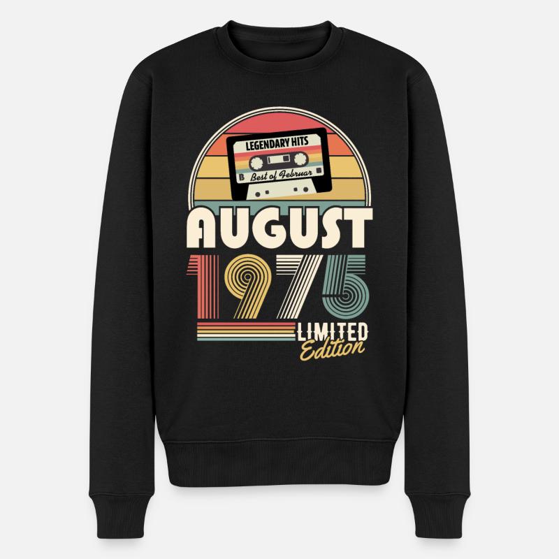 August 1975 Vintage Jahrgang Geburtstag Geschenk - Männer Premium Bio Pullover - Schwarz