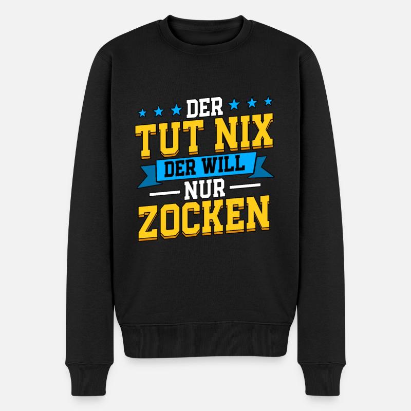 Zocken Gaming - Männer Premium Bio Pullover - Schwarz