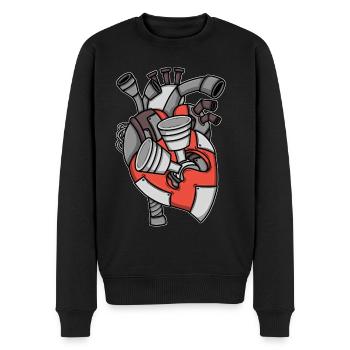 Motor Herz Kolben Kfz-Mechaniker - Männer Premium Bio Pullover - Schwarz - Vorne - Nico (187cm)