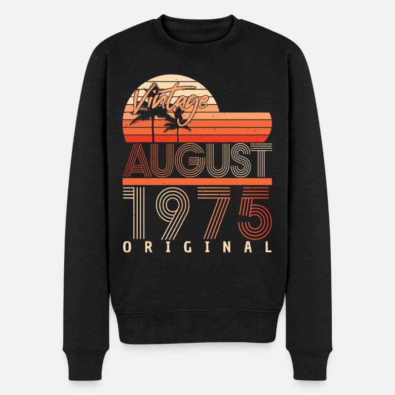 Retro 1975 August - Männer Premium Bio Pullover - Schwarz