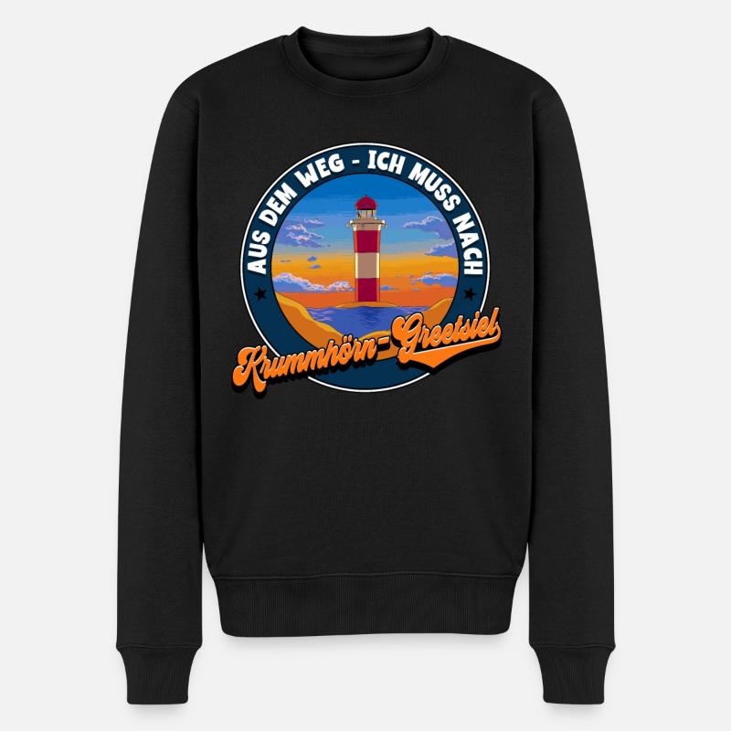 Krummhörn-Greetsiel - Männer Premium Bio Pullover - Schwarz