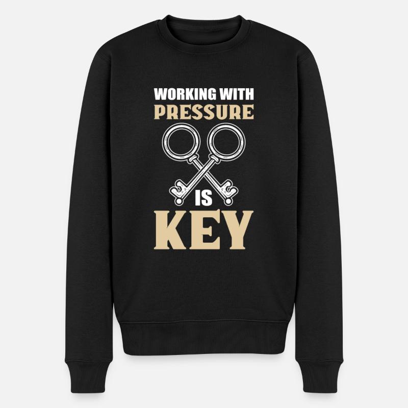 Working With Pressure Is Key Locksmith - Männer Premium Bio Pullover - Schwarz