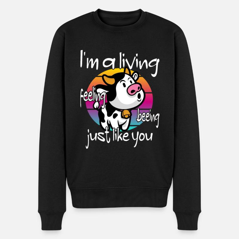 Vegan Veganer Kuh - Männer Premium Bio Pullover - Schwarz