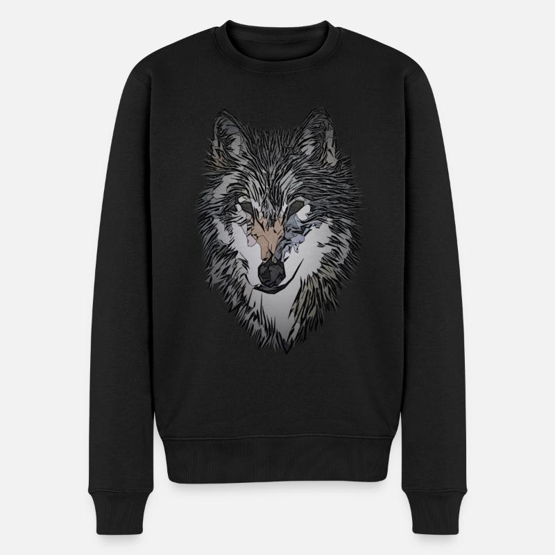 Siberian Husky Tiermotiv Kunst Hund Aufdruck - Männer Premium Bio Pullover - Schwarz