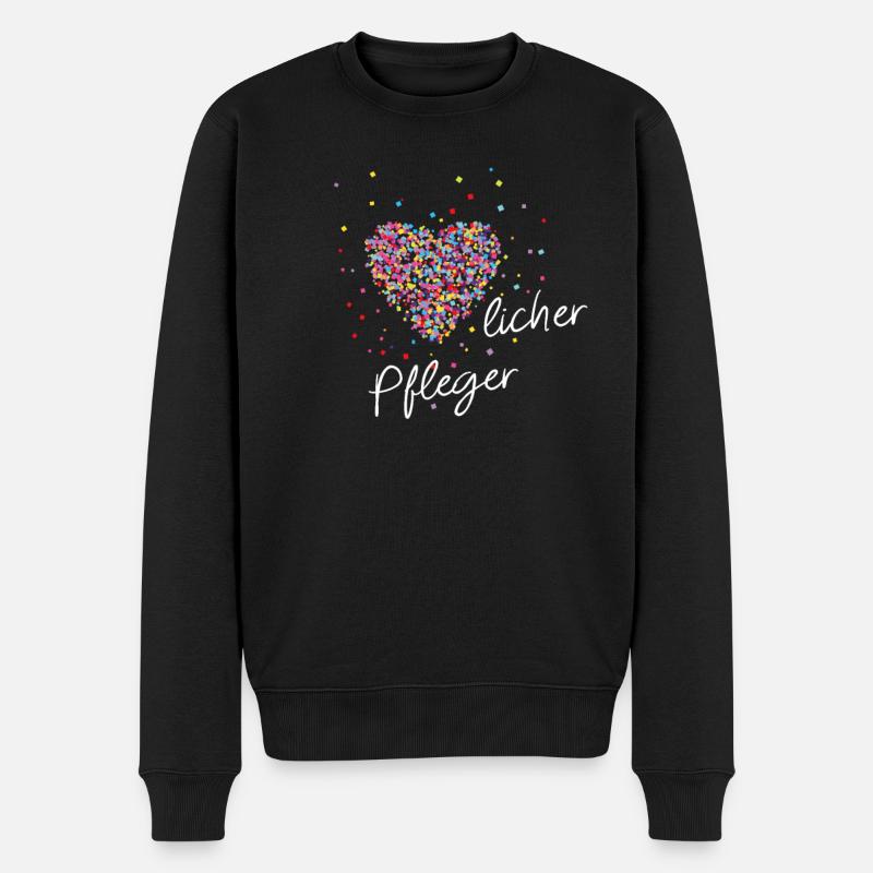Pflege mit Herz Geschenk für die Pflegerin - Männer Premium Bio Pullover - Schwarz