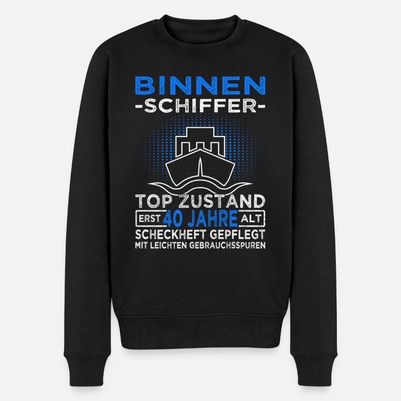 Binnenschiffer 40 Jahre - Seemann - Schiff Kapitän - Männer Premium Bio Pullover - Schwarz