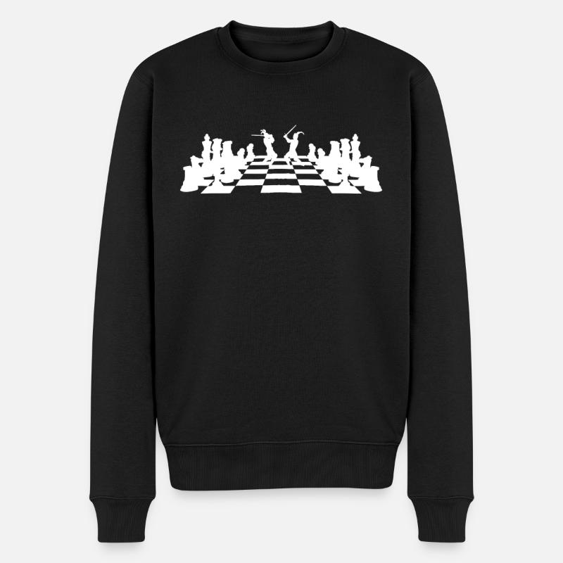 Échiquier Combat Pièces d'échecs - Pull Premium bio Homme - noir