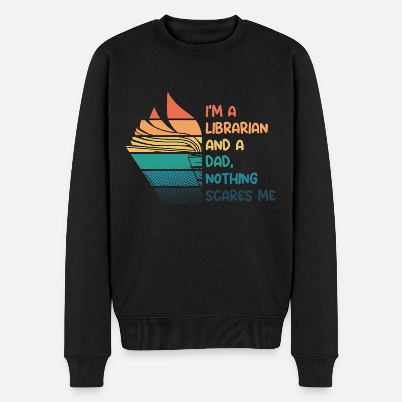 Librarian and dad - Männer Premium Bio Pullover - Schwarz