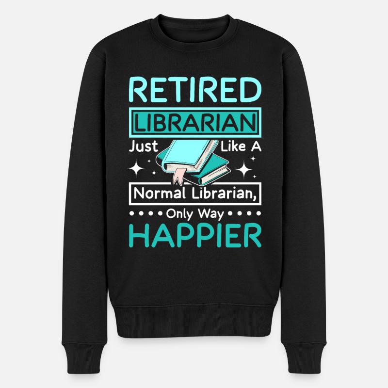 Bibliothécaire heureux à la retraite - Pull Premium bio Homme - noir
