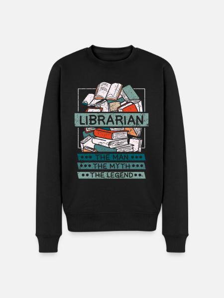 Librarian man myth legend - Men's Premium Organic Jumper - black