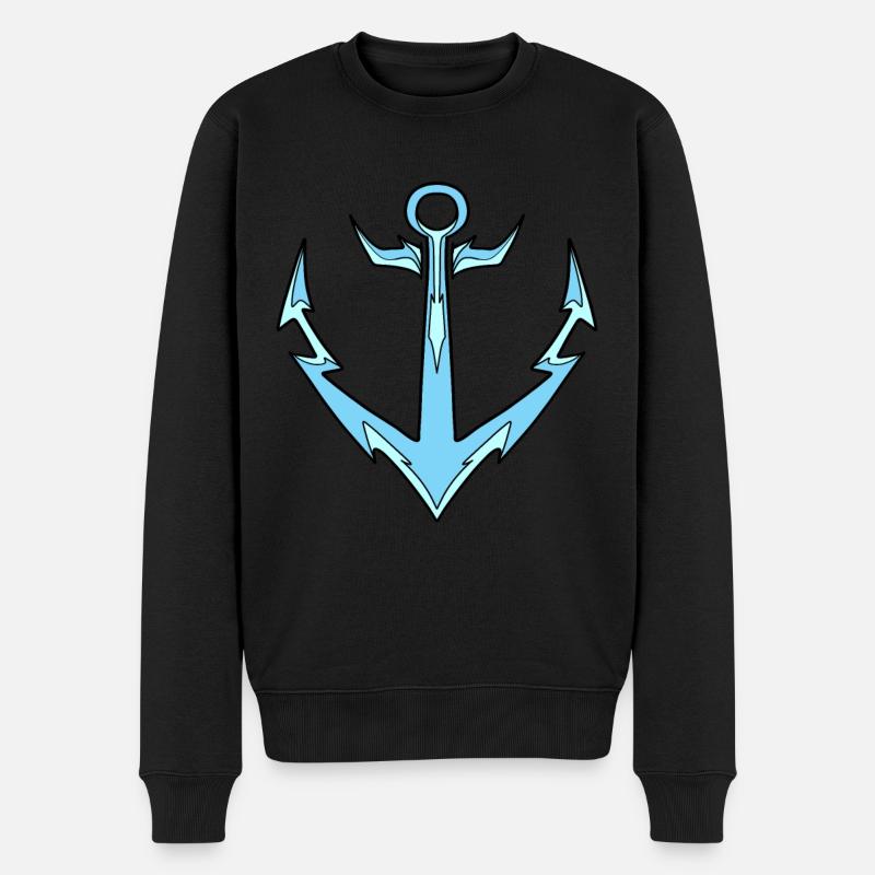 Ancre bleu clair - Pull Premium bio Homme - noir