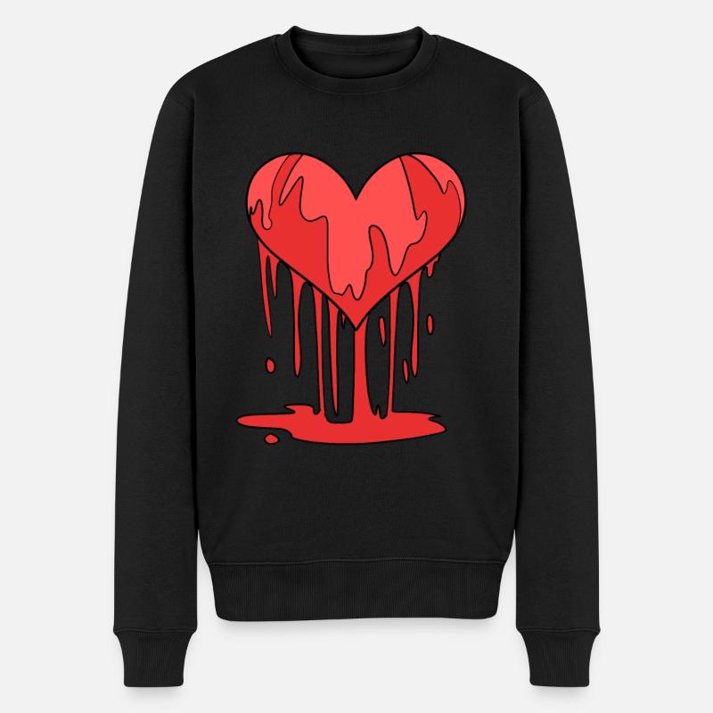 Herz Blut - Männer Premium Bio Pullover - Schwarz