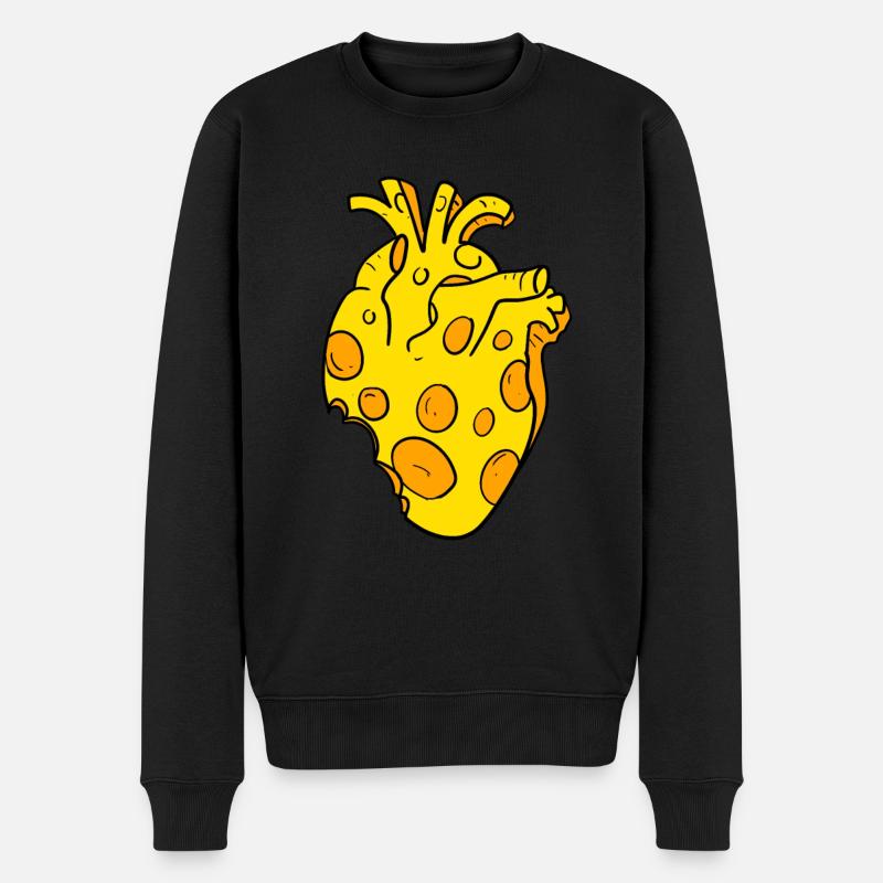 Käse Herz - Männer Premium Bio Pullover - Schwarz
