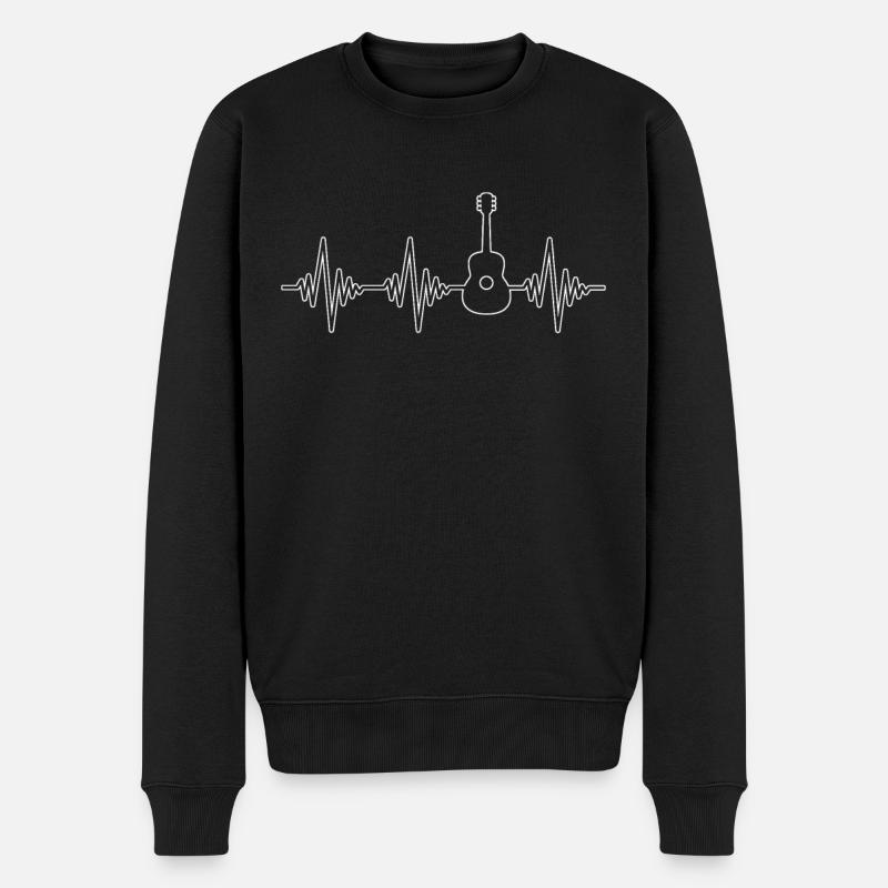 Gitarre Herzschlag - Männer Premium Bio Pullover - Schwarz