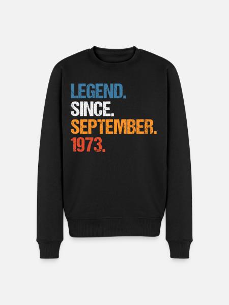 Legend Since September 1973 Birthday - Men's Premium Organic Jumper - black