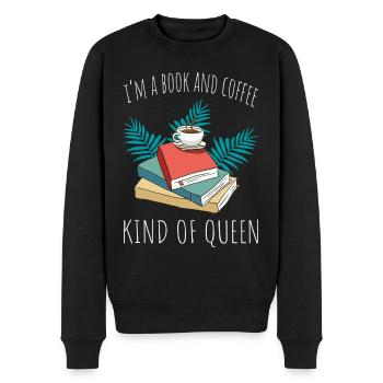 Kaffeezeit und Lesezeit - Buch Coffee - Männer Premium Bio Pullover - Schwarz - Vorne - Nico (187cm)
