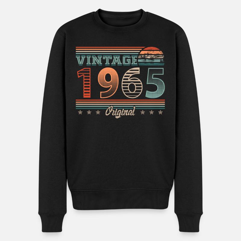 Vintage 1965 Geburtsjahr 1965 Geburtstag Männer - Männer Premium Bio Pullover - Schwarz