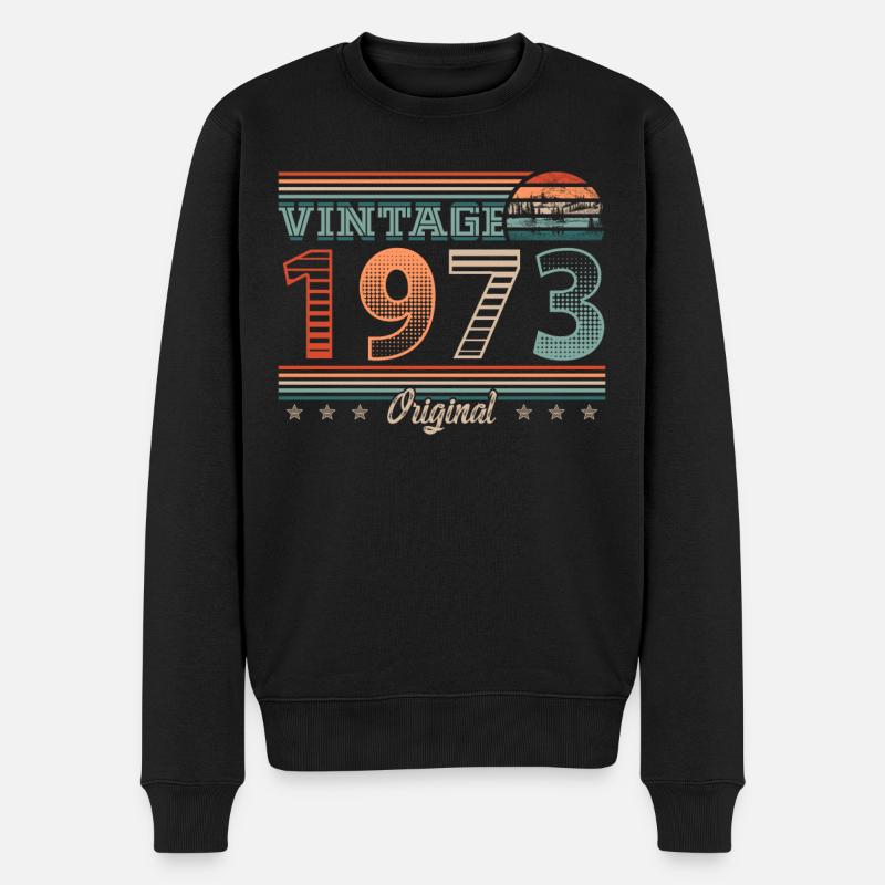 Vintage 1973 Geburtsjahr 1973 Geburtstag Männer - Männer Premium Bio Pullover - Schwarz