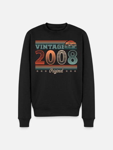 Vintage 2008 Fødselsår 2008 Fødselsdag Mænd - Økologisk premium-sweatshirt til mænd - sort
