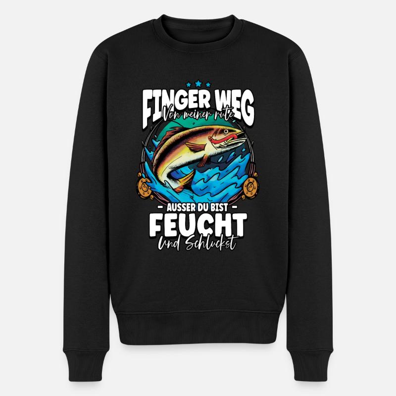 Finger Weg Von Meiner Rute Angeln Angler - Männer Premium Bio Pullover - Schwarz