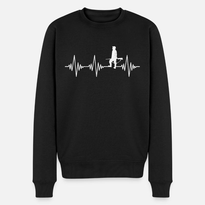 Jäger Herzschlag - Männer Premium Bio Pullover - Schwarz