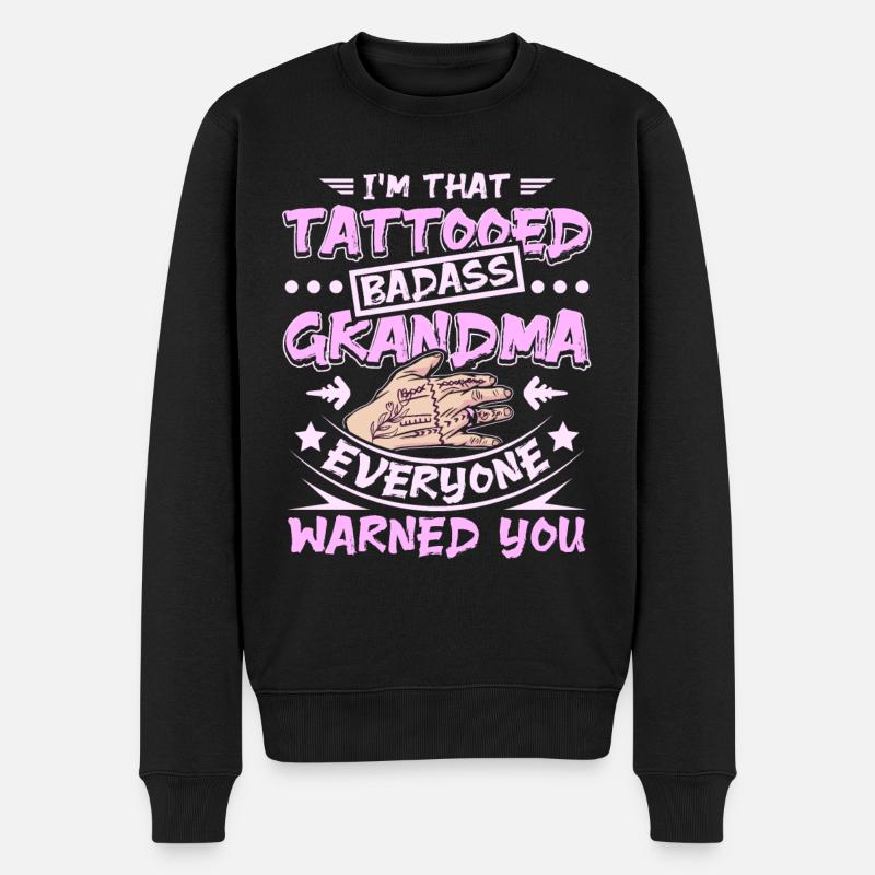Grand-mère badass tatouée - Pull Premium bio Homme - noir