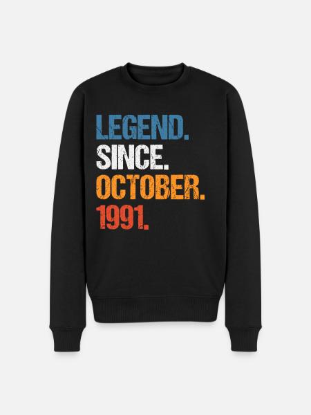 Legend Since October 1991 Birthday - Men's Premium Organic Jumper - black