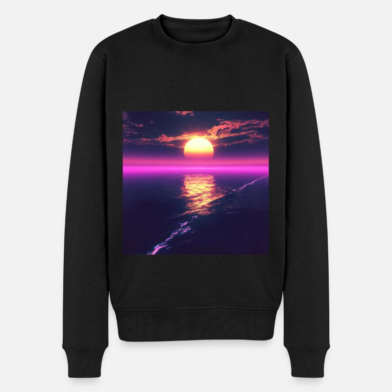 Coucher de soleil rétro - Pull Premium bio Homme - noir