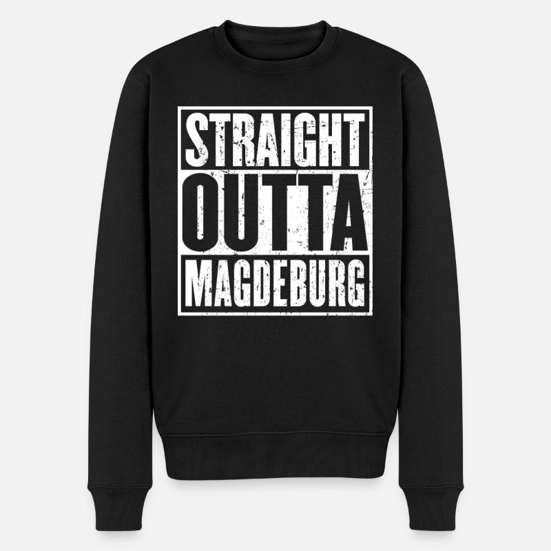 Straight Outta Magdeburg Jahrgang - Männer Premium Bio Pullover - Schwarz