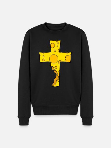 Cross symbol cheese - Men's Premium Organic Jumper - black