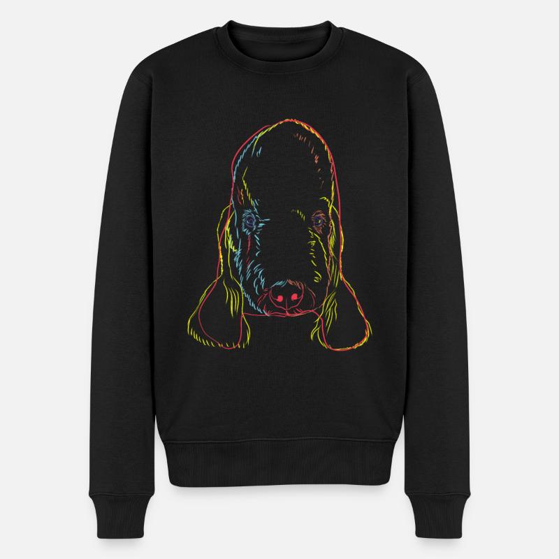 Bunter Hund Bedlington Terrier - Männer Premium Bio Pullover - Schwarz