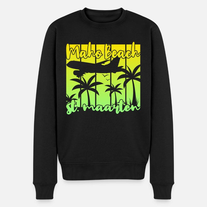 Maho Beach St. Maarten - Männer Premium Bio Pullover - Schwarz
