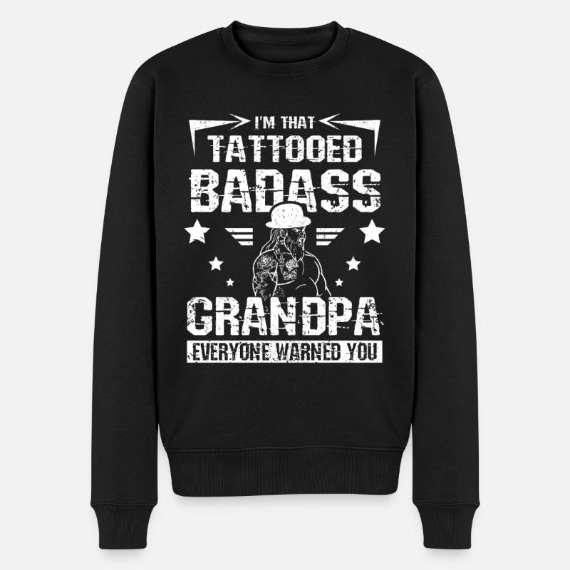 Grand-père badass tatoué - Pull Premium bio Homme - noir