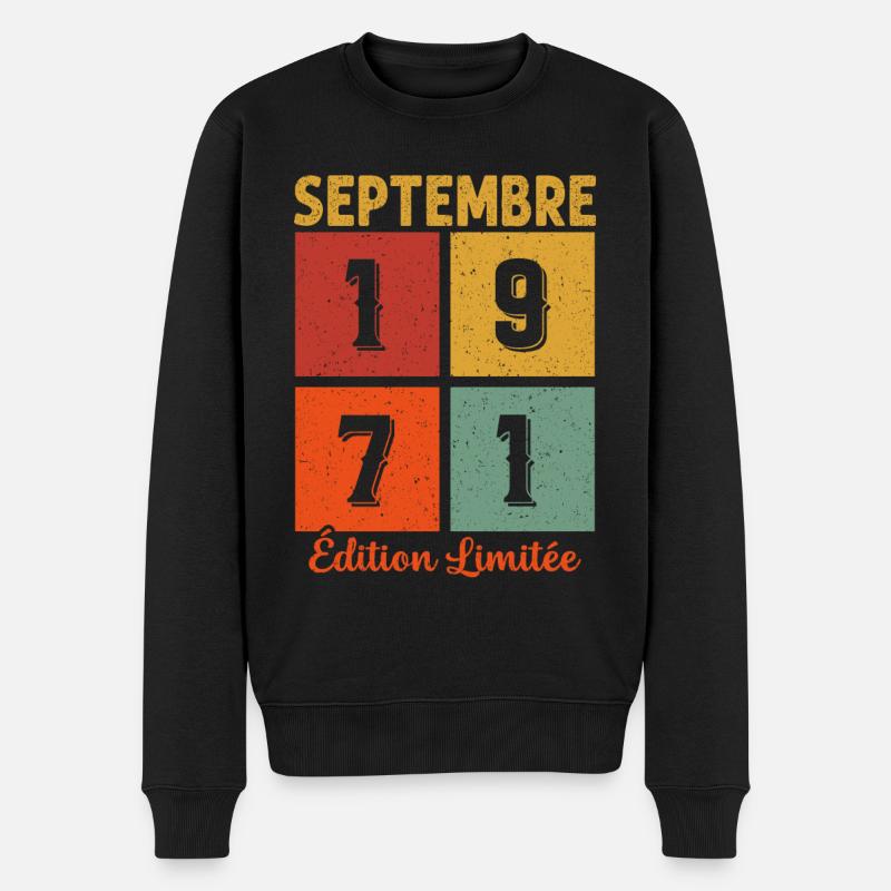 Septembre 1971 Cadeau D'anniversaire - Pull Premium bio Homme - noir