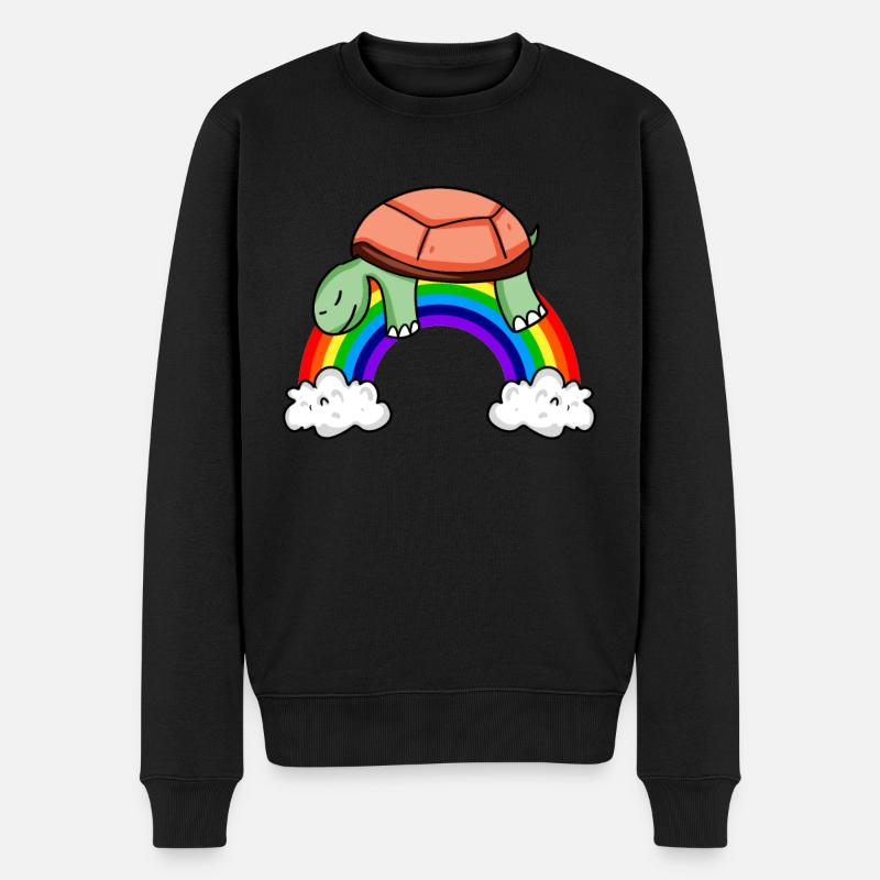 Regenbogen Schildkröte - Männer Premium Bio Pullover - Schwarz